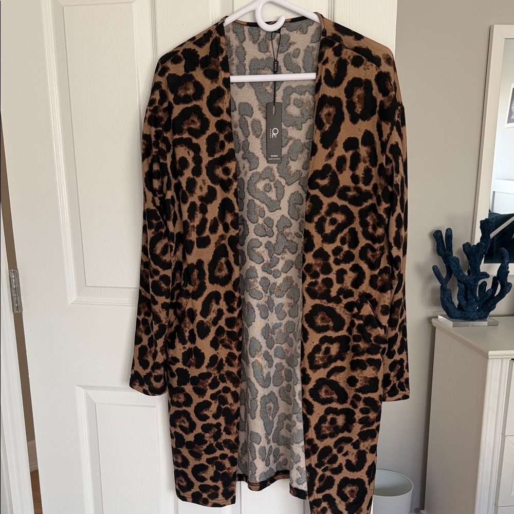 Stylish Leopard Print Open Cardigan
